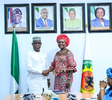 NNPC Group Chief Executive Officer, Bayo Ojulari and NUPRC Chief Executive, Oritsemeyiwa Eyesan.