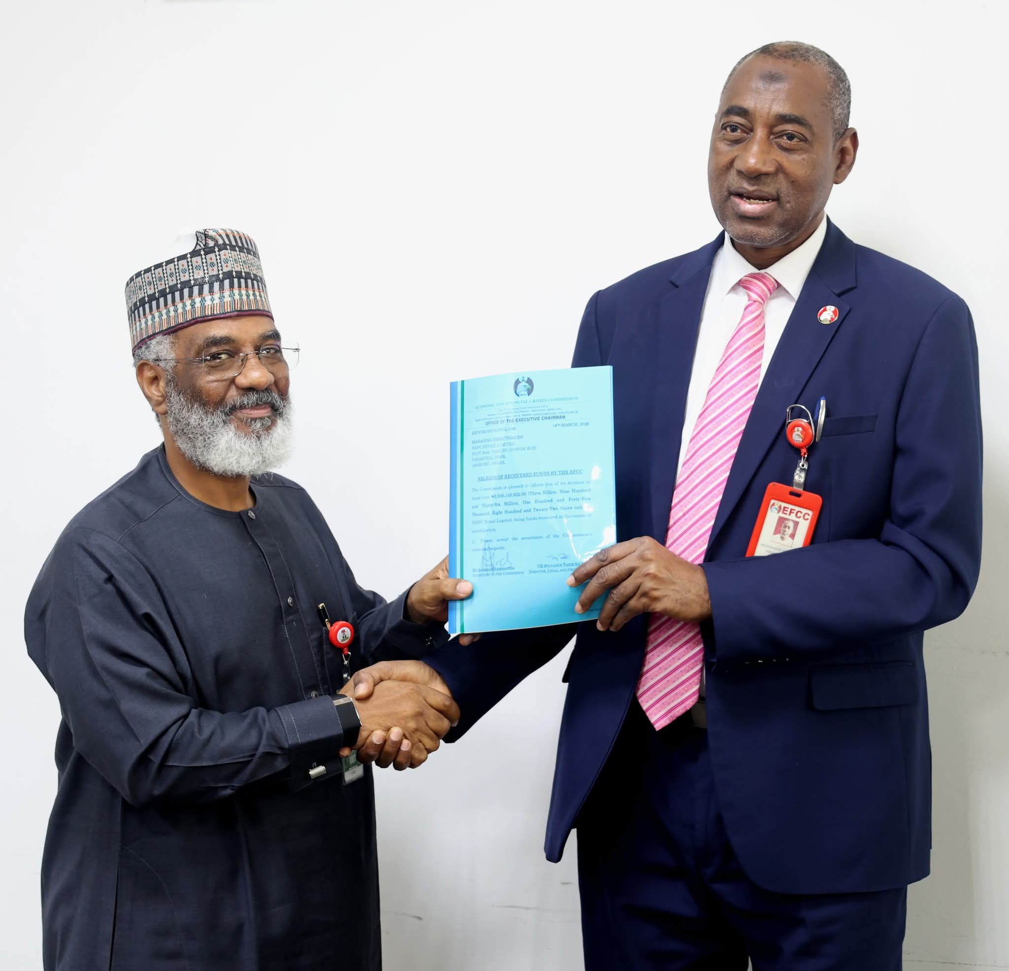 EFCC returns recovered funds to NNPC