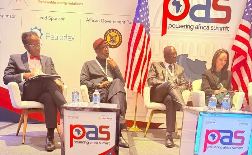 R L: Landry Signa, Senior Fellow, The Brookings Institution & Executive Director, Thunderbird School of Global Management (moderator); Minister of Solid Minerals Development, Dele Alake; Guinean Minister of Energy, Hon  Sekou Camara; Senior Vice President, Global Head of Origination, US Export Import Bank (EXIM), Sarah Whitten during a panel session themed “Critical Minerals In Africa: Meeting Global Demand” on the sidelines of the Powering Africa Summit, Washington DC, USA  22nd March 2026 