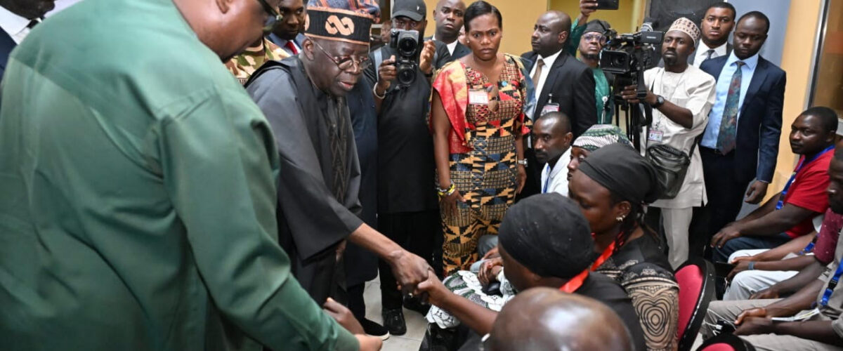 President Bola Tinubu during his visit to Jos (PHOTO CREDIT: @aonanuga1956)