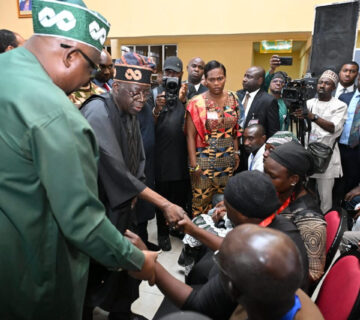 President Bola Tinubu during his visit to Jos (PHOTO CREDIT: @aonanuga1956)