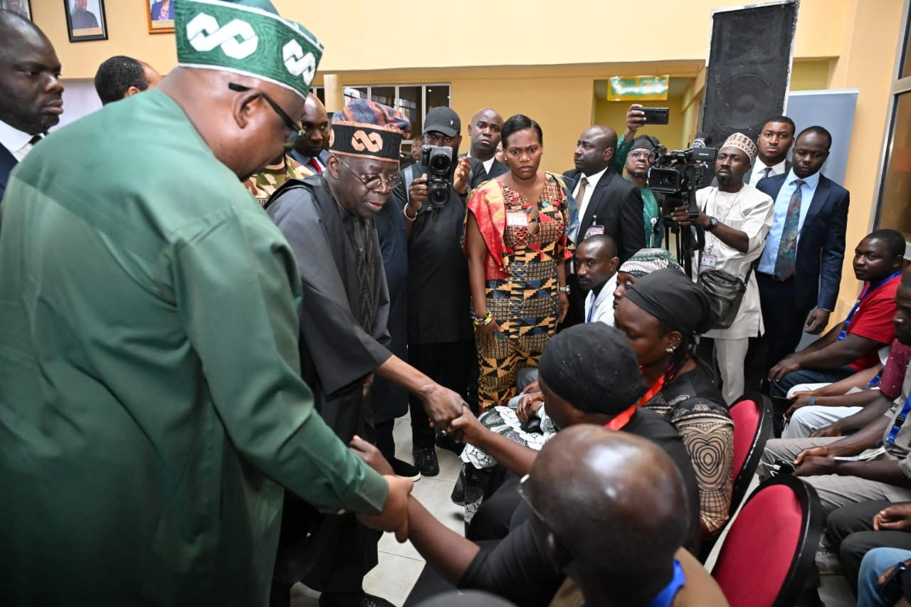 President Bola Tinubu during his visit to Jos (PHOTO CREDIT: @aonanuga1956)