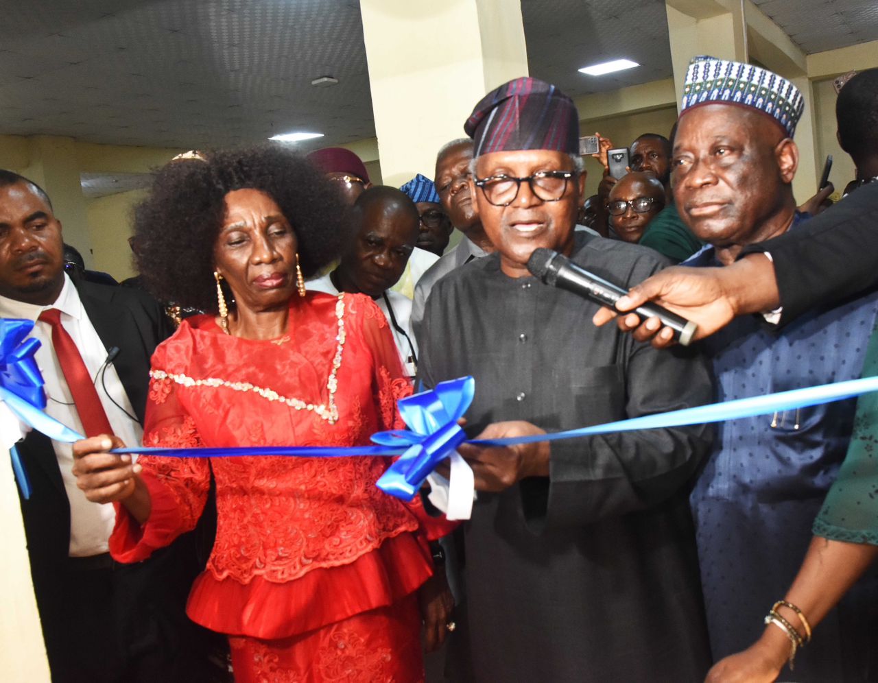 L R, Vice   Chancellor Federal University Technology (FUTO) Prof  Nnenna N  Oti; President/CE, Dangote Industries Limited / Guest Lecturer on Enterprise, Leadership and service to Humanity, Aliko Dangote;Pro   Chancellor, Federal University of Technology, Owerri (FUTO) Senator Jack Tilly   Gyado; During the Commissioning of ACE   FUELS Laboratory by President/CE, Dangote Industries Limited / Guest Lecturer, before Lecture on Enterprise, Leadership and service to Humanity, at the 37th Public Lecture of Federal University Technology (FUTO) in Owerri Imo state on Saturday 25th April 2026 