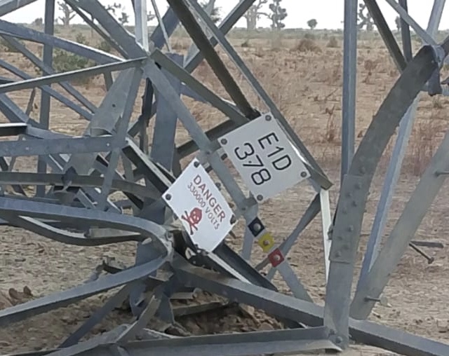 Vandalised transmission line