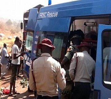 FRSC officials at a scene of an accident 