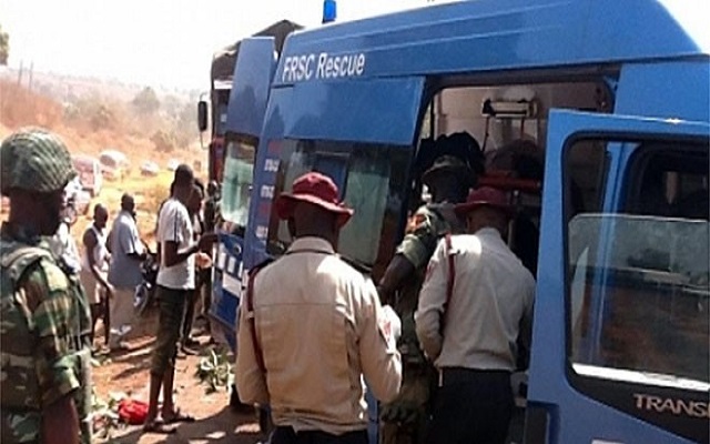 FRSC officials at a scene of an accident 