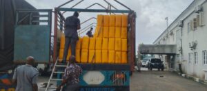 Jerrycans of the seized foreign vegetable oil.