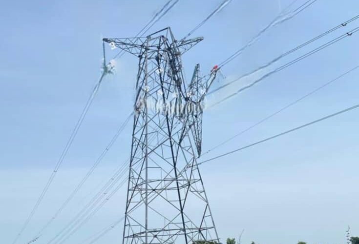 Vandalised transmission tower (Photo Credit: TCN)