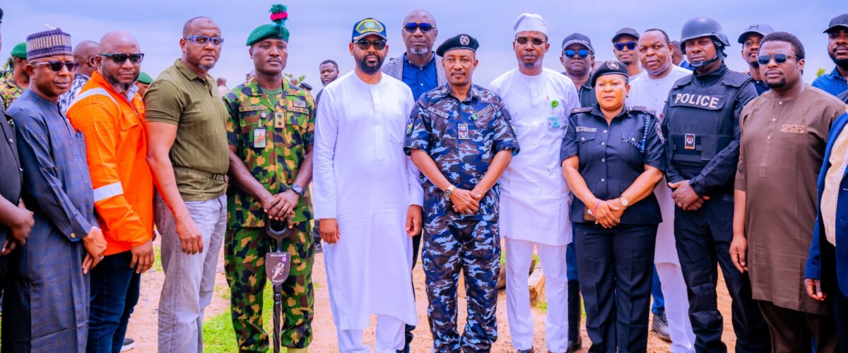 Stakeholders from the NNPC Ltd's Industry Wide Security Architecture (IWSA), Nigerian Pipelines & Storage Company (NPSC), Office of the National Security Adviser (ONSA), FCT Police Command, the Nigerian Army and other security stakeholders, conducting a joint inspection of a vandalised section of the NPSC crude oil pipeline at Pai Community in Kwali Area Council of the FCT, in Abuja, on Tuesday 