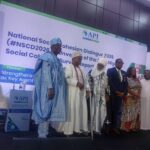 From left to right  Olusoji Adeniyi, His Royal Majesty Emir Oba Samuel Adejemi Adu Alagbado, Muktar Bello Rep  Emir Sanusi, Prof  Bell Ihua, Princess Okpanku Ojong and Rev Fr Emmanuel Unamba at the unveiling of the National Cohesion Survey 