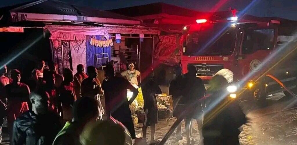 Fire destroys shops in Lagos market