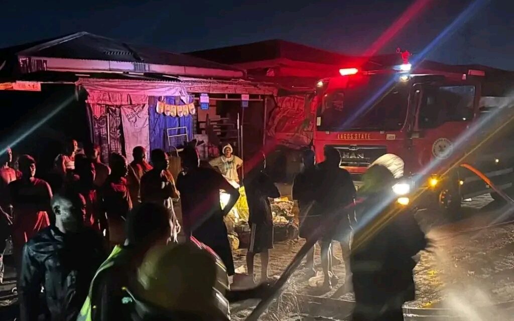 Fire destroys shops in Lagos market