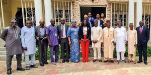 Group photograph of NEMSA Management and LASERC @ NEMSA HQTRS in Abuja on Tuesday.