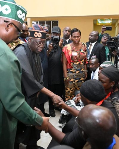 President Bola Tinubu during his visit to Jos (PHOTO CREDIT: @aonanuga1956)