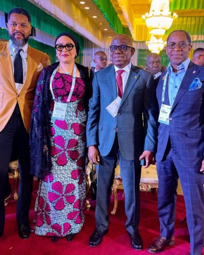 L-R: Director, Sahara Group, Alex Cole, Chief Relations Officer NNPC Limited, Morenike Adewunmi, GCEO, NNPC Limited, Bashir Ojulari and Executive Director, Sahara Group, Wale Ajibade at the opening ceremony of the Nigeria International Energy Summit (NIES 2026) in Abuja on Tuesday.
