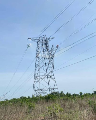 Vandalised transmission tower (Photo Credit: TCN)