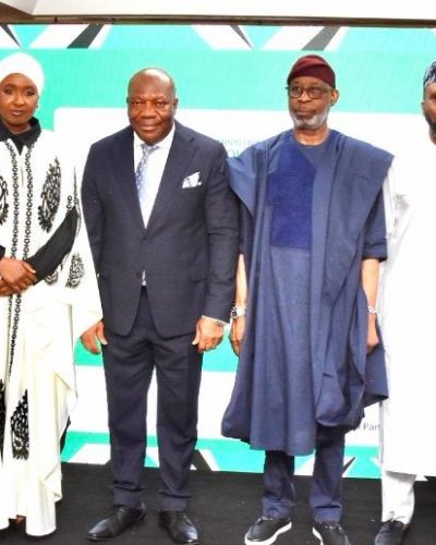 L–R: Executive Secretary, Solid Minerals Development Fund (SMDF), Fatima Shinkafi; Chairman, Senate Committee on Solid Minerals, Sampson Ekong; Minister of Solid Minerals Development, Dele Alake; and Chairman, House Committee on Solid Minerals, Gaza Jonathan Gbefwi.