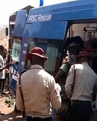 FRSC officials at a scene of an accident.